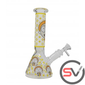 RAINBOW TOUNGE GLASS BEAKER With ICE CATCHER 8inch (GLOW IN DARK)